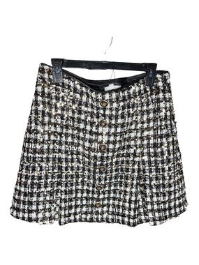 A loves A NWT Tweed Button-Front A-Line Mini Skirt - Black & White